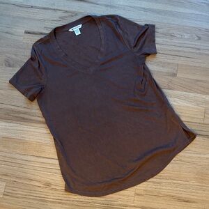 Athleta Brown V-Neck Short Sleeve Tee